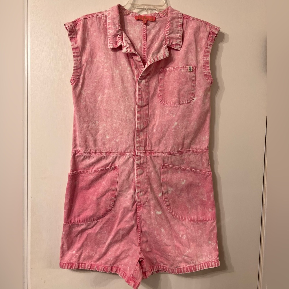 SIMPLY SOUTHERN PINK ACID WASH DENIM LIGHTWEIGHT ROMPER ✨